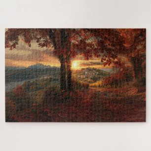 Puzzle Chemin d'automne vers un village du Piémont - Puzz