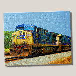 Puzzle Chemin de fer CSX Yellow Blue Diesel<br><div class="desc">CSX Loco Puzzle - voir ma boutique pour plus de grands cadeaux de train</div>