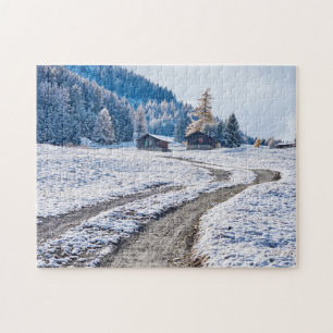 Puzzle Chemin de terre dans l'au sol de neige, Alpes