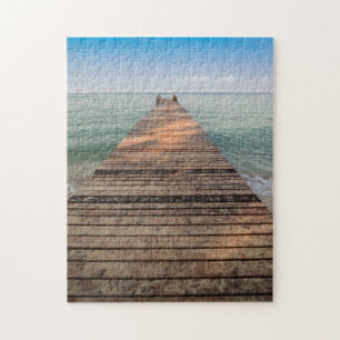 Puzzle Chemin et mer en bois de promenade en été