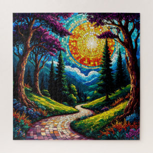 Puzzle Chemin et paysage ensoleillé vibrant