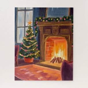 Puzzle Cheminée du matin de Noël Aquarelle