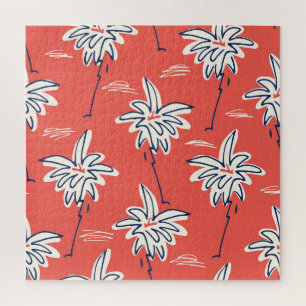 Puzzle Chemise de plage hawaïenne, motif de doodle palm.