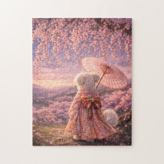 Puzzle Cherry Blossom Evening – A Quiet Moment in Japan (Vertical)