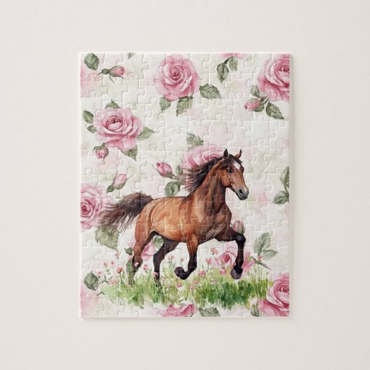 Puzzle Cheval à arc avec rayures roses (Vertical)