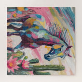 Puzzle Cheval Abstrait moderne et succulents (Horizontal)