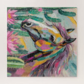 Puzzle Cheval Abstrait moderne et succulents (Horizontal)