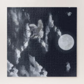 Puzzle Cheval ailé blanc : ciel illuminé par la lune. (Horizontal)