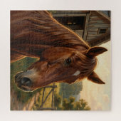 Puzzle Cheval Alezan Heure Dorée Grange (Horizontal)