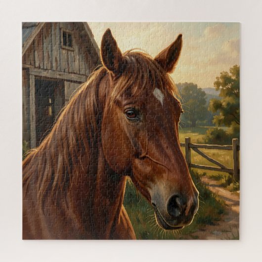 Puzzle Cheval Alezan Heure Dorée Grange (Vertical)