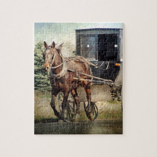 Puzzle Cheval Amish et Buggy (Vertical)