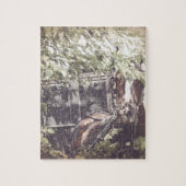 Puzzle Cheval Amish et Buggy à l'ombre (Vertical)