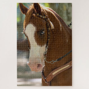 Puzzle Cheval arabe orné de bleu