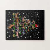 Puzzle Cheval Arbre De Noël Couvert De Lampe De Feu (Horizontal)