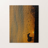 Puzzle Cheval au coucher du soleil avec oiseaux (Vertical)