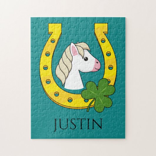 Puzzle Cheval avec Chaussure à Cheval d'Or, Shamrock | Pe (Vertical)
