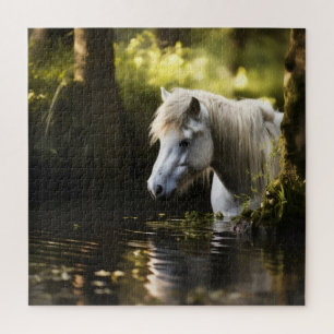 Puzzle Cheval blanc dans l'étang