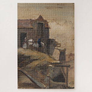 Puzzle Cheval blanc devant une ferme 1861-64 par Pissarro