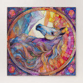 Puzzle Cheval blanc en vitrail (Horizontal)