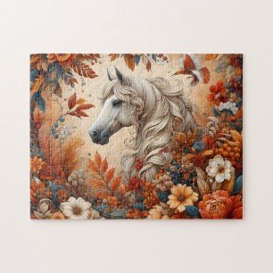 Puzzle Cheval Blanc Floral Automne