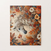 Puzzle Cheval Blanc Floral Automne (Vertical)