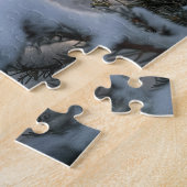 Puzzle Cheval blanc sous pin enneigé (Côté)