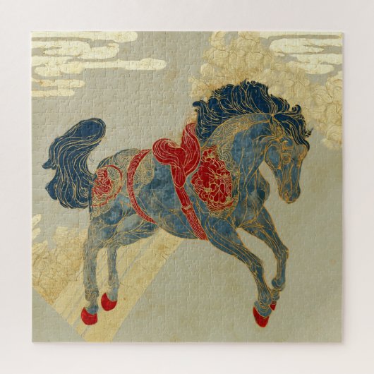 Puzzle Cheval bleu royal orné (Vertical)