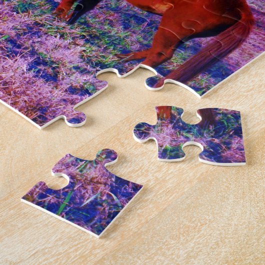 Puzzle Cheval Brown en Grass violet (Côté)