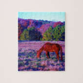 Puzzle Cheval Brown en Grass violet (Vertical)