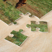 Puzzle Cheval Brown rouge, arbres de chute, ciel bleu (Côté)