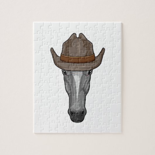 Puzzle Cheval comme Cowboy avec Casquette (Vertical)