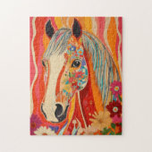 Puzzle Cheval d'alimentation en fleurs (Vertical)