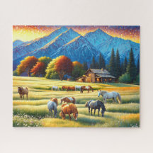 Cheval dans la prairie de fleurs sauvages de la fe