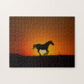 Puzzle Cheval dans Orange Sunset Challenging (Horizontal)