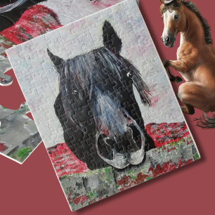 Puzzle Cheval dans un champ équestre peintre cavalier