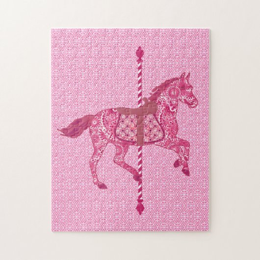 Puzzle Cheval de carrousel, Fuchsia et Pink clair (Vertical)