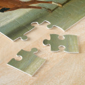 Puzzle Cheval de course galopant et jockey monté en rouge (Côté)