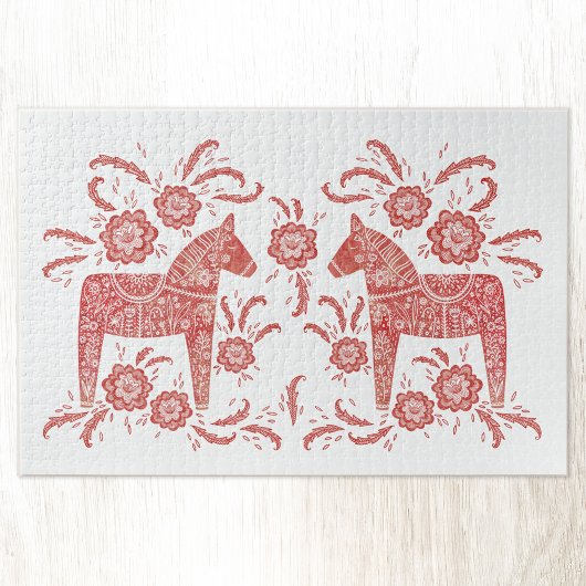 Puzzle Cheval de Dala suédois Rouge et blanc