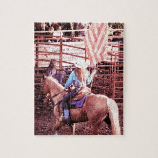 Puzzle Cheval de drapeau américain de rodéo de palomino
