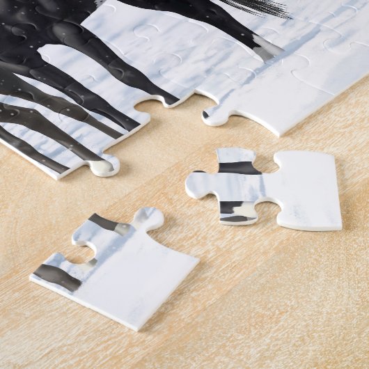 Puzzle Cheval De L'Appaloosa Noir En Neige (Côté)