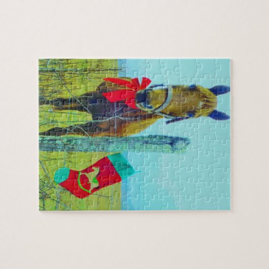 Puzzle Cheval de Noël Brown (Horizontal)