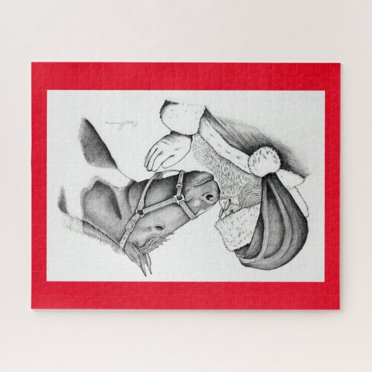 Puzzle Cheval de Noël et Père Noël (Horizontal)