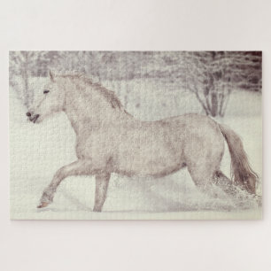 Puzzle Cheval de Noël neigeux