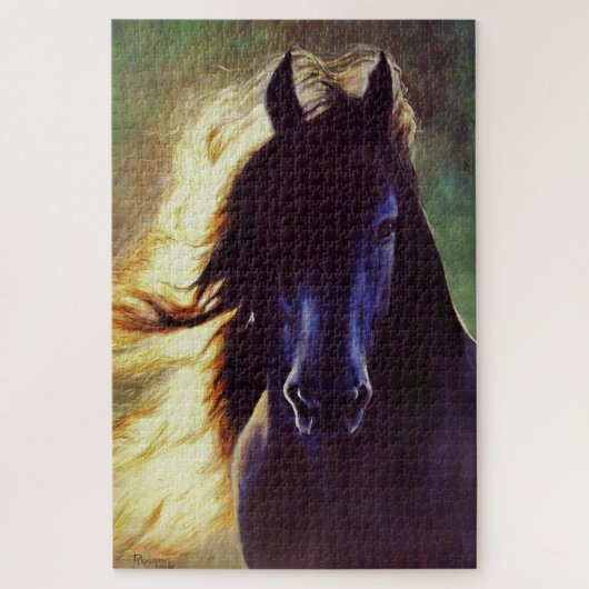 Puzzle Cheval de noir "de lueur frisonne", étalon (1014 (Vertical)