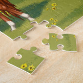 Puzzle Cheval égyptien arabe châtaigner dans le pâturage (Côté)