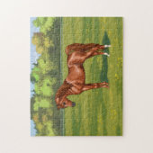 Puzzle Cheval égyptien arabe châtaigner dans le pâturage (Vertical)