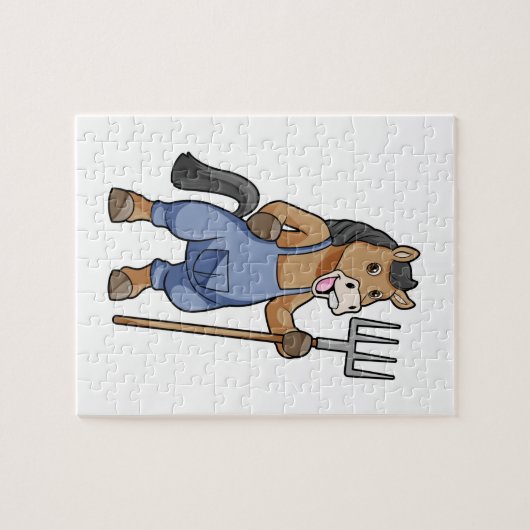 Puzzle Cheval en fermier avec Rake (Horizontal)