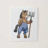 Puzzle Cheval en fermier avec Rake (Vertical)