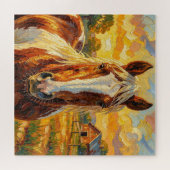 Puzzle Cheval en impasto dans une ferme (Horizontal)