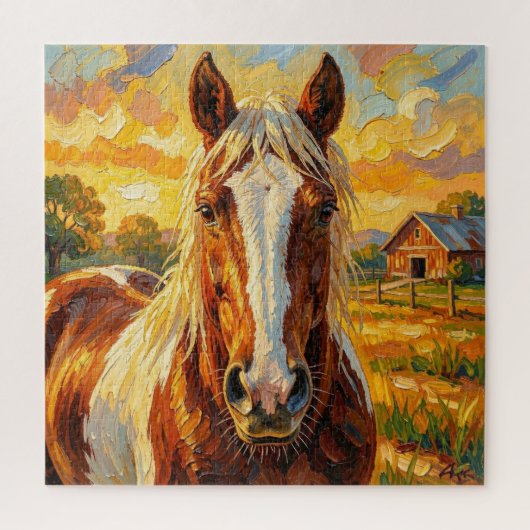 Puzzle Cheval en impasto dans une ferme (Vertical)